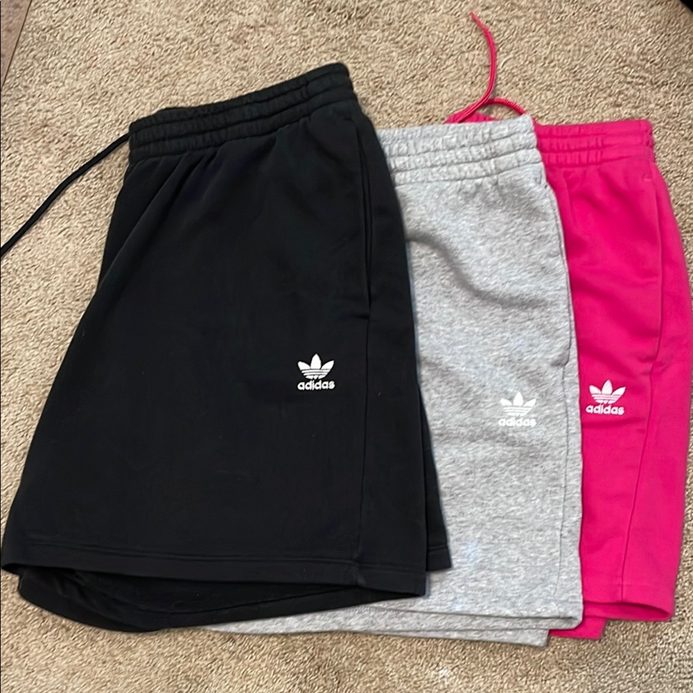 Adidas French terry shorts. Lot 3 Black, Gray, Pink. Size L